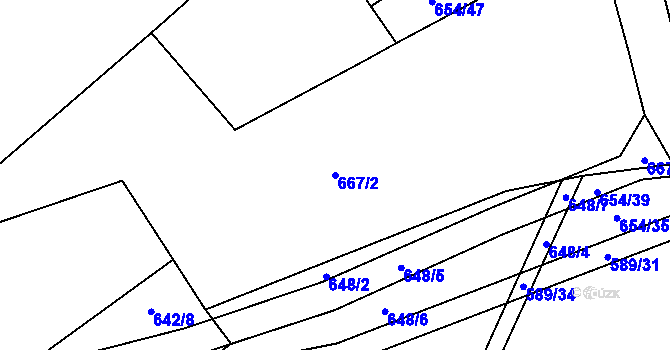 Parcela st. 667/2 v KÚ Plevnice, Katastrální mapa