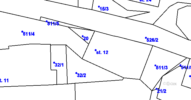 Parcela st. 12 v KÚ Řemenov, Katastrální mapa
