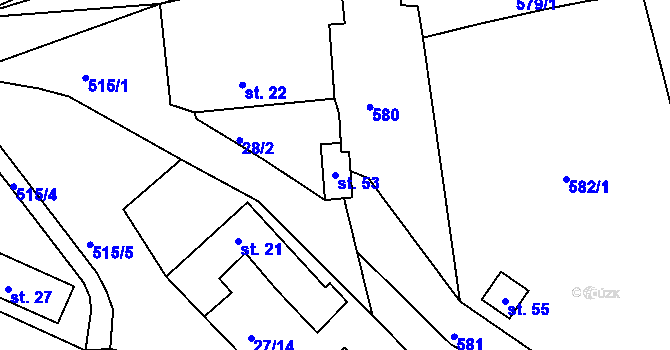 Parcela st. 53 v KÚ Řemenov, Katastrální mapa
