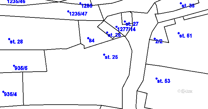 Parcela st. 25 v KÚ Olešná u Radnic, Katastrální mapa