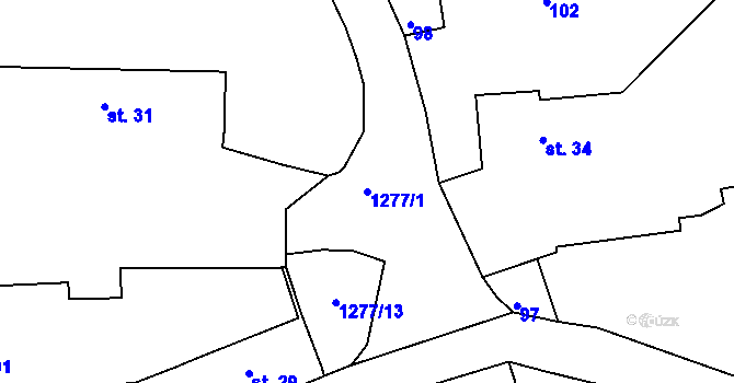 Parcela st. 1277/1 v KÚ Olešná u Radnic, Katastrální mapa