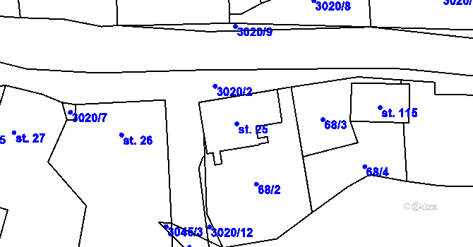 Parcela st. 25 v KÚ Bonětice, Katastrální mapa
