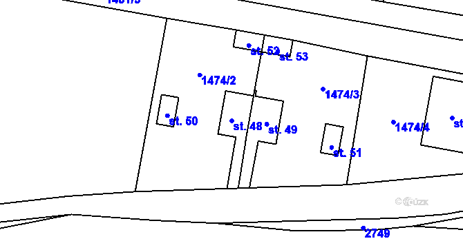 Parcela st. 48 v KÚ Bonětice, Katastrální mapa