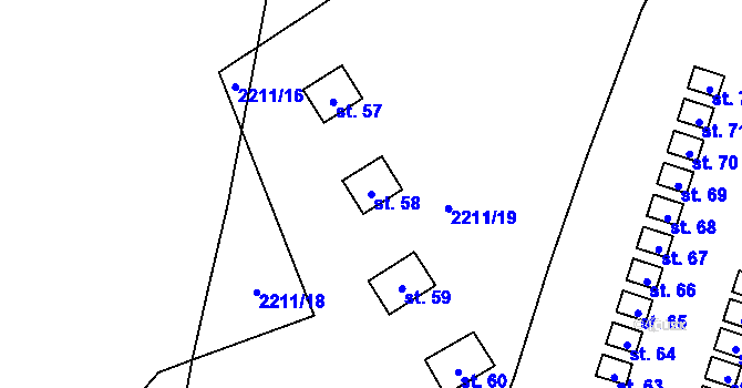 Parcela st. 58 v KÚ Bonětice, Katastrální mapa