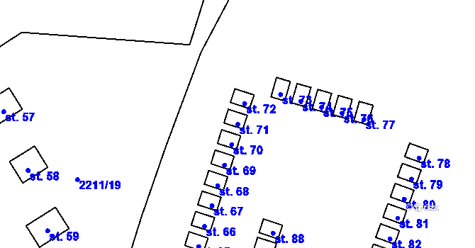 Parcela st. 71 v KÚ Bonětice, Katastrální mapa
