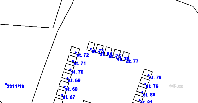 Parcela st. 74 v KÚ Bonětice, Katastrální mapa