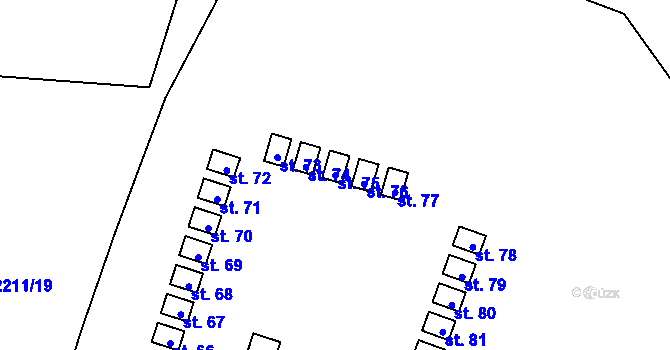 Parcela st. 75 v KÚ Bonětice, Katastrální mapa
