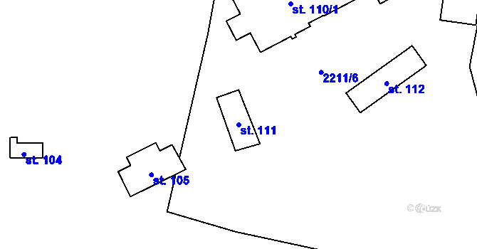 Parcela st. 111 v KÚ Bonětice, Katastrální mapa