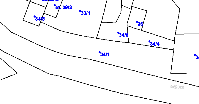 Parcela st. 34/1 v KÚ Bonětice, Katastrální mapa