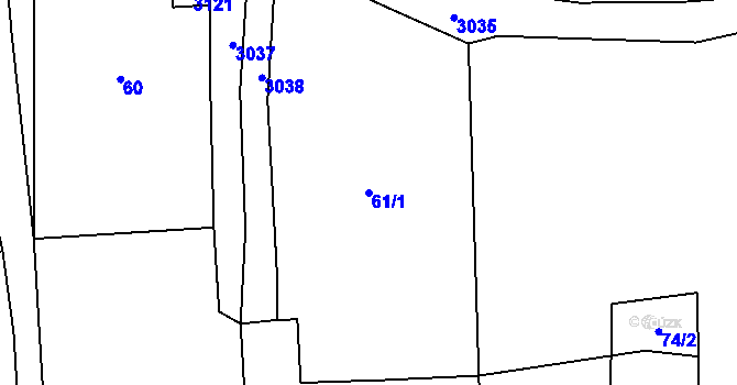 Parcela st. 61/1 v KÚ Bonětice, Katastrální mapa