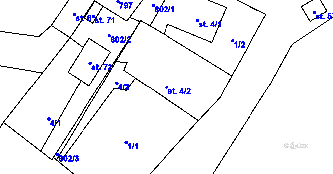 Parcela st. 4/2 v KÚ Olešná, Katastrální mapa