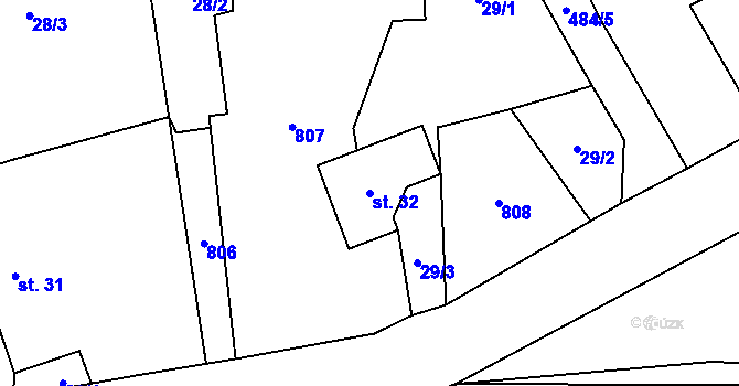 Parcela st. 32 v KÚ Olešná, Katastrální mapa