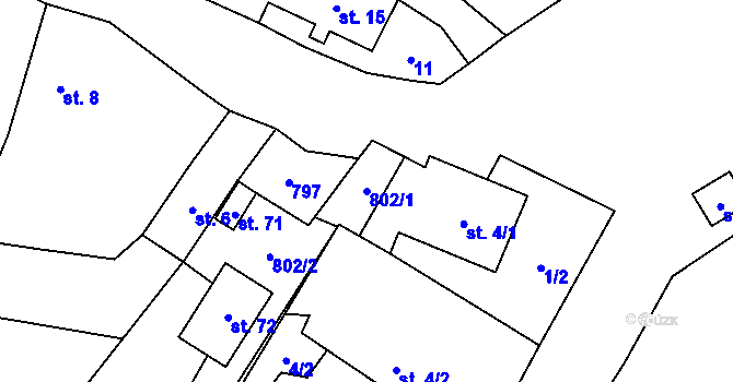 Parcela st. 802/1 v KÚ Olešná, Katastrální mapa