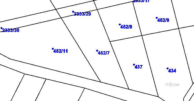 Parcela st. 452/7 v KÚ Olešná u Havlíčkova Brodu, Katastrální mapa