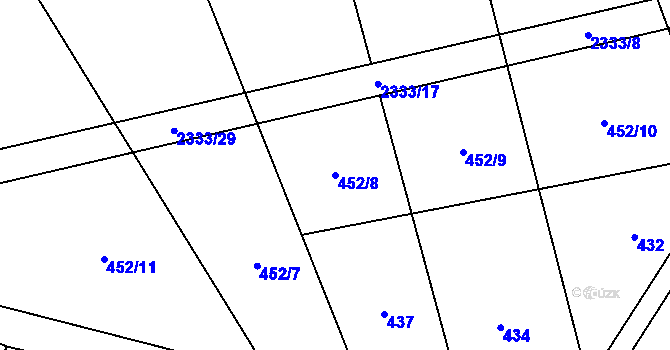 Parcela st. 452/8 v KÚ Olešná u Havlíčkova Brodu, Katastrální mapa