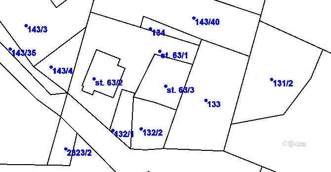 Parcela st. 63/3 v KÚ Olešná u Havlíčkova Brodu, Katastrální mapa