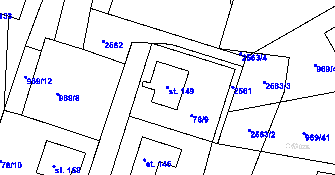 Parcela st. 149 v KÚ Olešná u Havlíčkova Brodu, Katastrální mapa