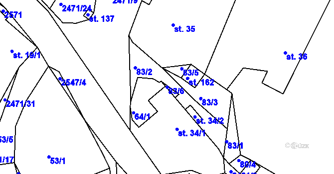 Parcela st. 83/6 v KÚ Olešná u Havlíčkova Brodu, Katastrální mapa