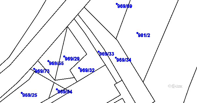 Parcela st. 969/33 v KÚ Olešná u Havlíčkova Brodu, Katastrální mapa