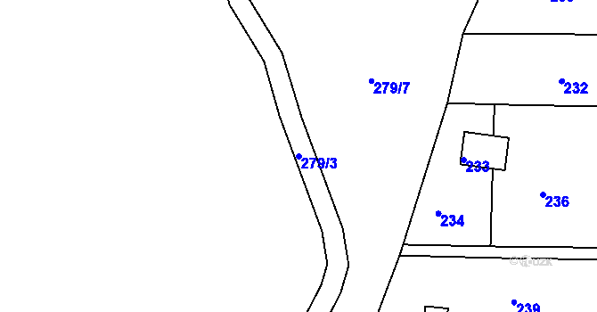 Parcela st. 279/3 v KÚ Hořice u Blanska, Katastrální mapa