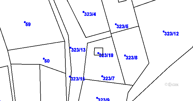 Parcela st. 323/18 v KÚ Hořice u Blanska, Katastrální mapa