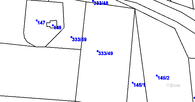Parcela st. 333/49 v KÚ Hořice u Blanska, Katastrální mapa