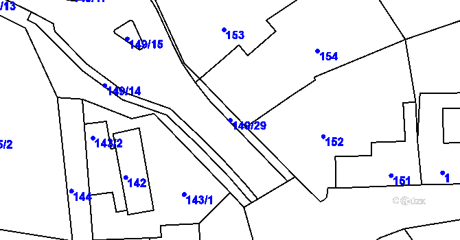 Parcela st. 149/29 v KÚ Hořice u Blanska, Katastrální mapa