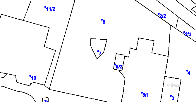 Parcela st. 7 v KÚ Olešná u Blanska, Katastrální mapa