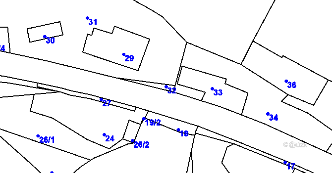 Parcela st. 32 v KÚ Olešná u Blanska, Katastrální mapa