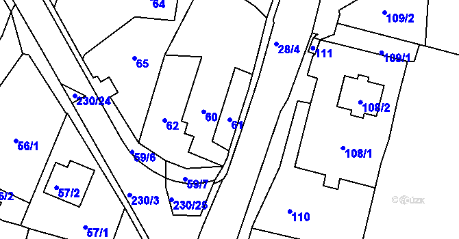 Parcela st. 61 v KÚ Olešná u Blanska, Katastrální mapa