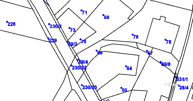Parcela st. 66 v KÚ Olešná u Blanska, Katastrální mapa