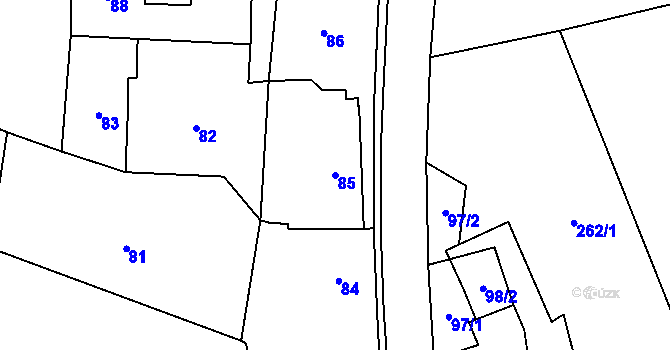 Parcela st. 85 v KÚ Olešná u Blanska, Katastrální mapa