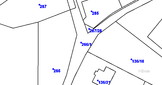 Parcela st. 266/1 v KÚ Olešná u Blanska, Katastrální mapa