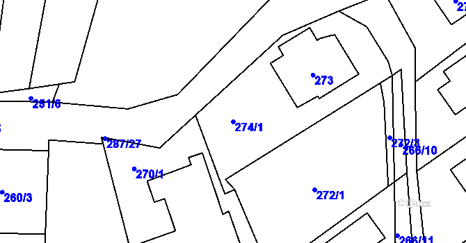 Parcela st. 274/1 v KÚ Olešná u Blanska, Katastrální mapa