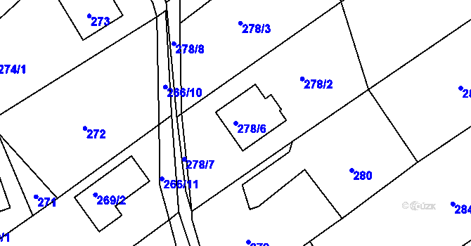 Parcela st. 278/6 v KÚ Olešná u Blanska, Katastrální mapa