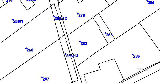 Parcela st. 282 v KÚ Olešná u Blanska, Katastrální mapa