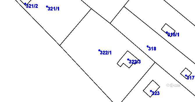 Parcela st. 322/1 v KÚ Olešná u Blanska, Katastrální mapa