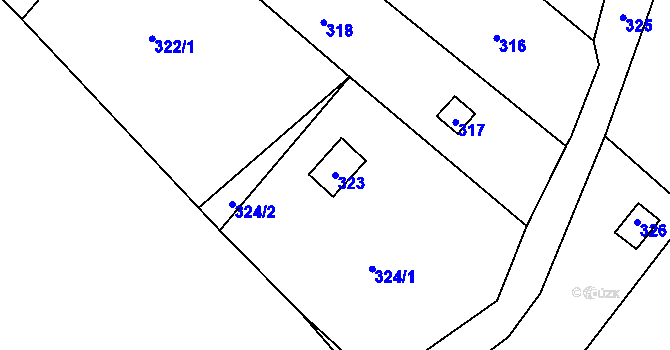 Parcela st. 323 v KÚ Olešná u Blanska, Katastrální mapa