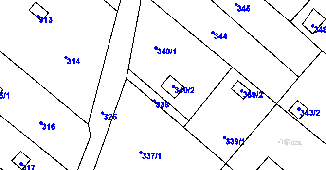 Parcela st. 340/2 v KÚ Olešná u Blanska, Katastrální mapa