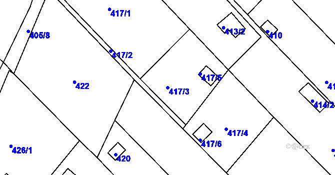 Parcela st. 417/3 v KÚ Olešná u Blanska, Katastrální mapa
