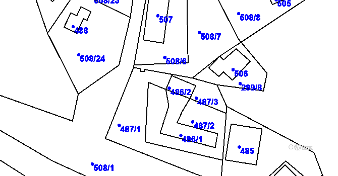 Parcela st. 486/2 v KÚ Olešná u Blanska, Katastrální mapa