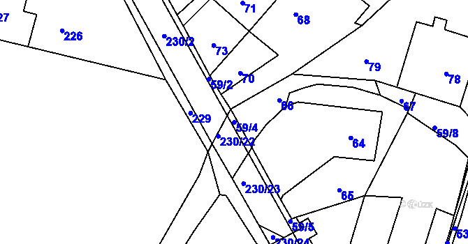 Parcela st. 59/4 v KÚ Olešná u Blanska, Katastrální mapa
