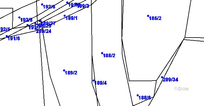 Parcela st. 188/2 v KÚ Olešná u Blanska, Katastrální mapa