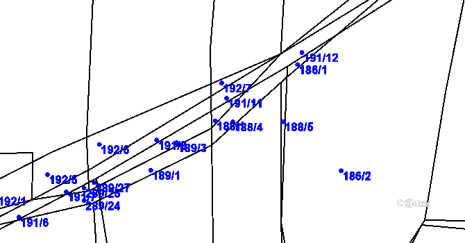Parcela st. 188/4 v KÚ Olešná u Blanska, Katastrální mapa