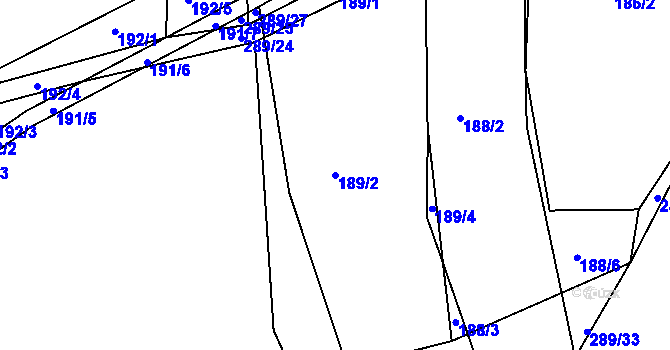 Parcela st. 189/2 v KÚ Olešná u Blanska, Katastrální mapa