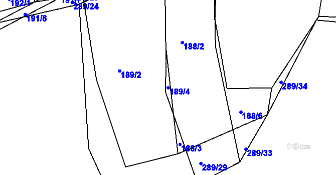 Parcela st. 189/4 v KÚ Olešná u Blanska, Katastrální mapa
