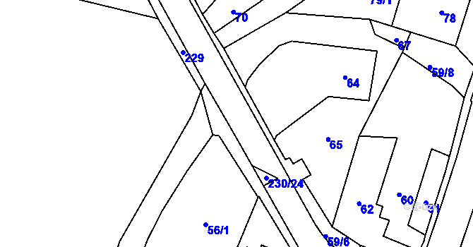 Parcela st. 230/23 v KÚ Olešná u Blanska, Katastrální mapa