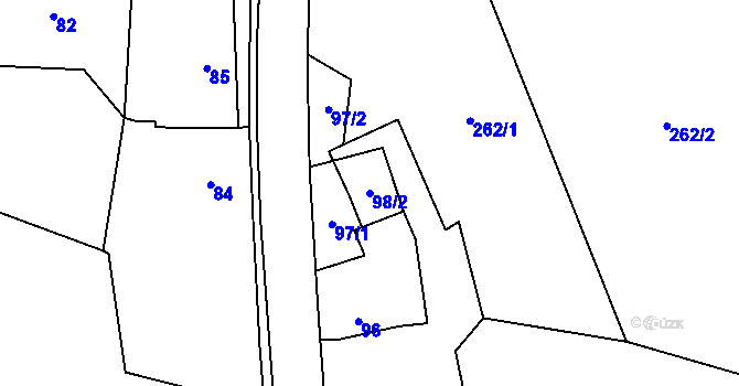 Parcela st. 98/2 v KÚ Olešná u Blanska, Katastrální mapa