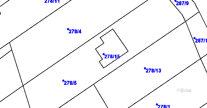 Parcela st. 278/15 v KÚ Olešná u Blanska, Katastrální mapa