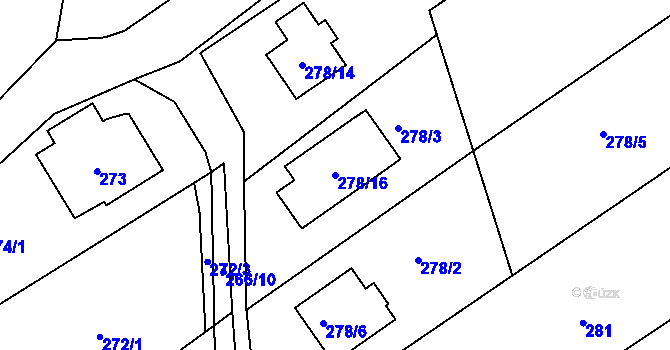 Parcela st. 278/16 v KÚ Olešná u Blanska, Katastrální mapa